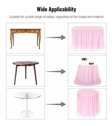 Tulle Table Skirt Banquet H30in, Pink FAMIROSA Tutu Tablecloth Skirting for Rectangle or Round Tables for Party Home Decoration Wedding Baby Shower Christmas L6 ft 