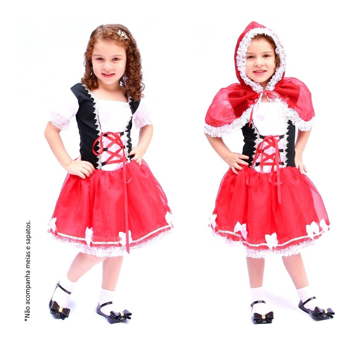 Fantasia Vestido Chapéuzinho Vermelho Infantil Luxo C