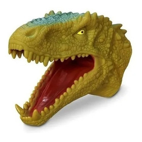 Fantoche Dinossauro T-rex Cabeça Marrom E Verde