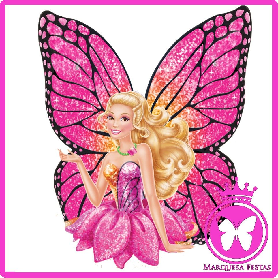 Festa Barbie Butterfly Topo De Bolo 20 Cm - R$ 5,00 em 
