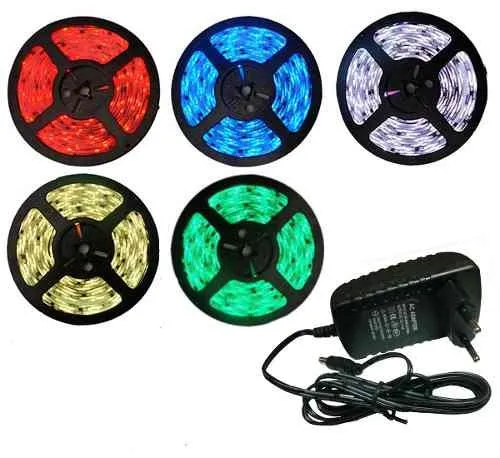 Fita Led 3528 Rolo 5m 300 Leds Dupla Face + Fonte Gratis