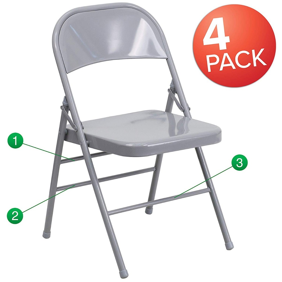 Furniture Flash De 4 Sillas Plegables Color Metal Gris y8nv0OmNwP
