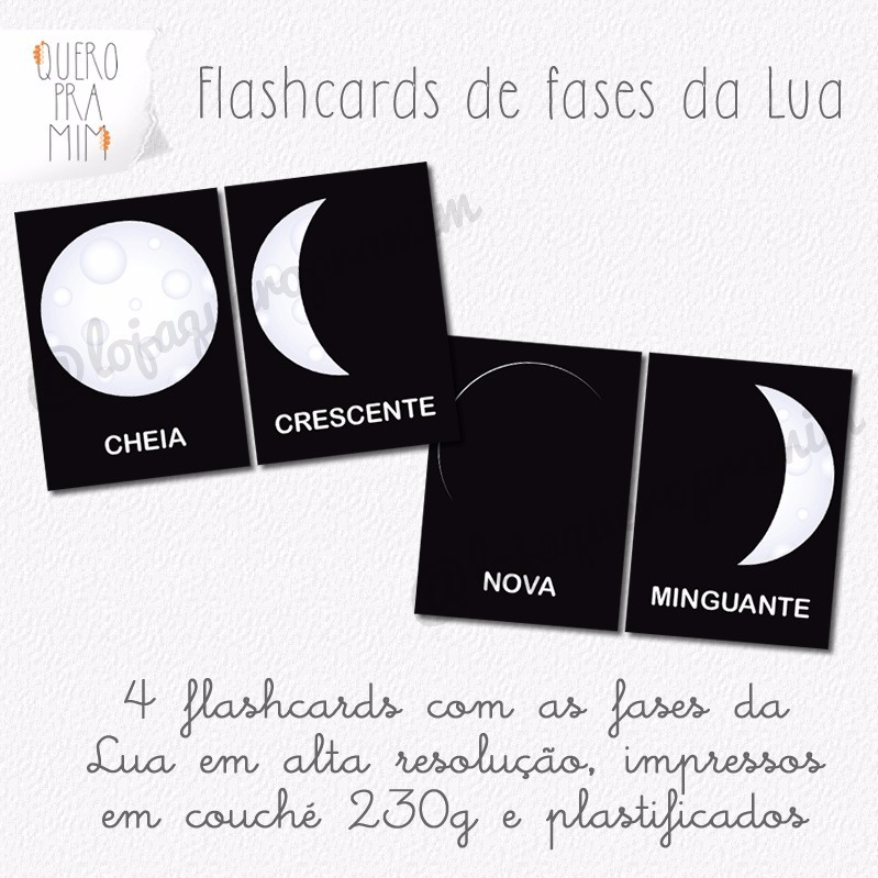 Flashcards Fases Da Lua Para Atividade Pareamento 