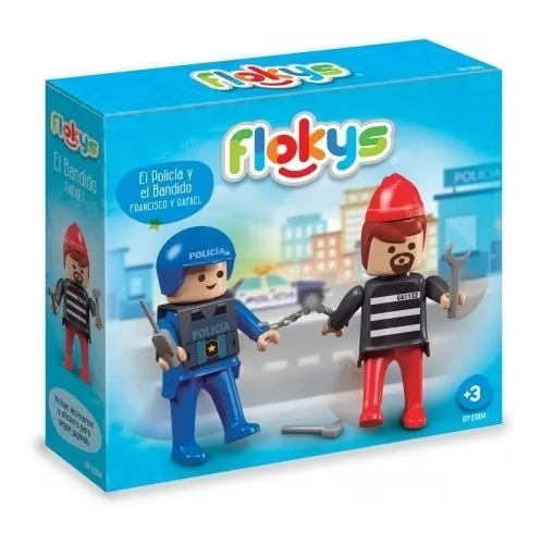 Jugueteria Pizzico | Jugueteria Online | Flokys Muñecos Tipo Playmobil Policía 01-2004 (2707) - $ 499,99