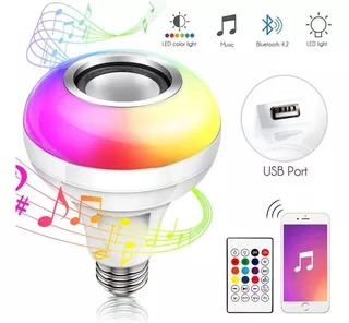 Foco Led Bocina Bluetooth 12w Rgb Bombilla Led Inteligente