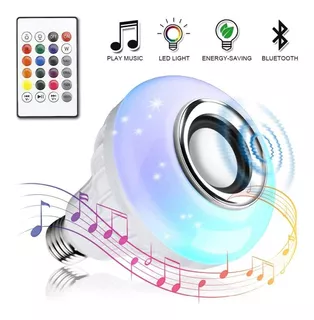 Foco Led Rgb De 12w Con Bocina Bluetooth Y Control Remoto