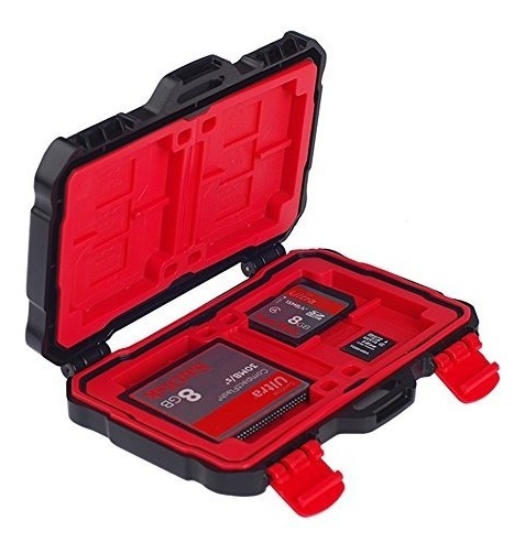 Memory Card case tarjetas de memoria de caja para 4 x tarjetas SD en rojo