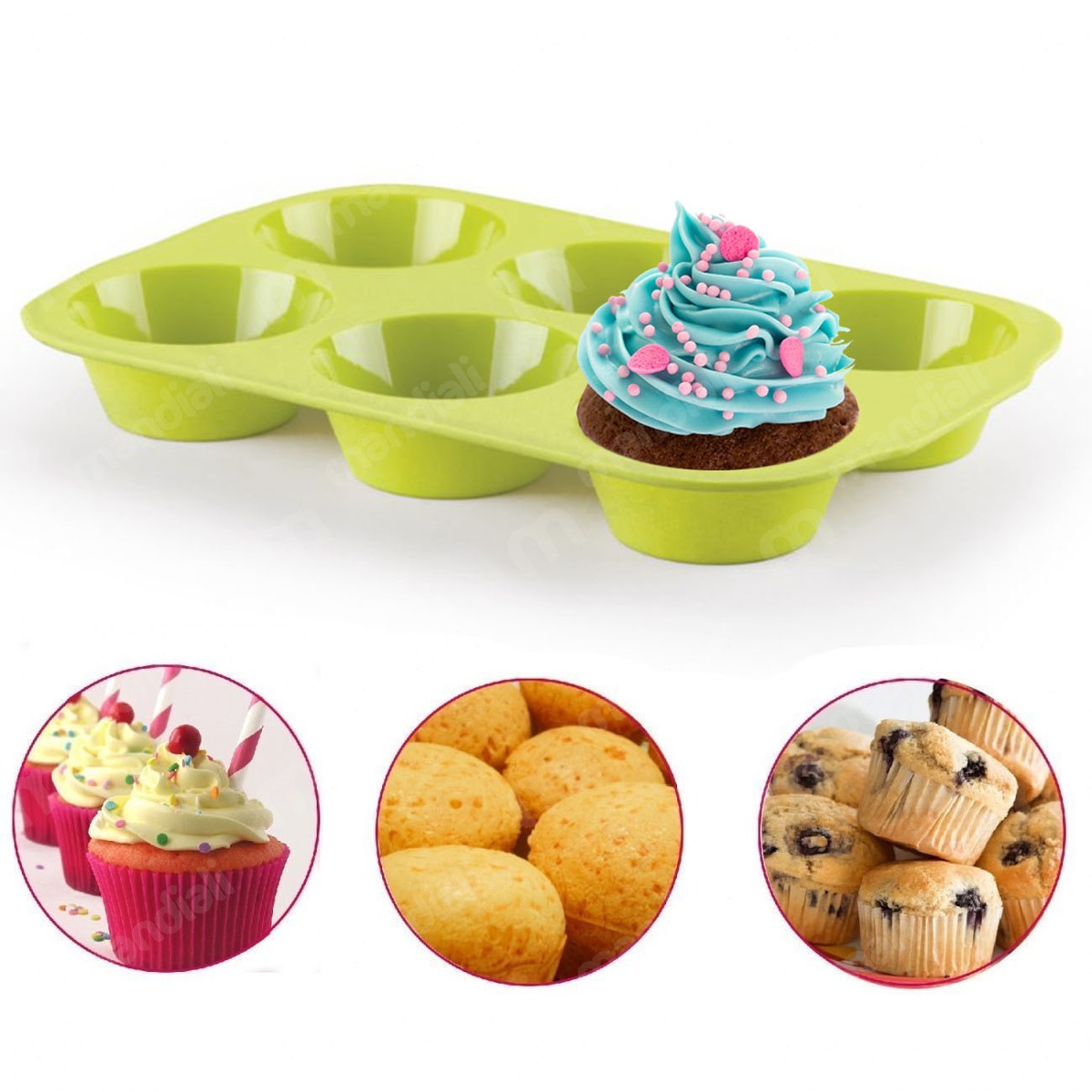 Forma De Silicone Para Cupcake Ou Pao De Queijo Com 6 Cavida R