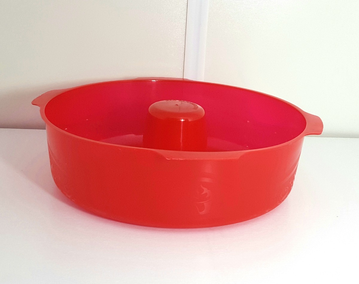 Forma Pudim Microondas Plastico Vermelha Pudim Bolo Manjar R 25