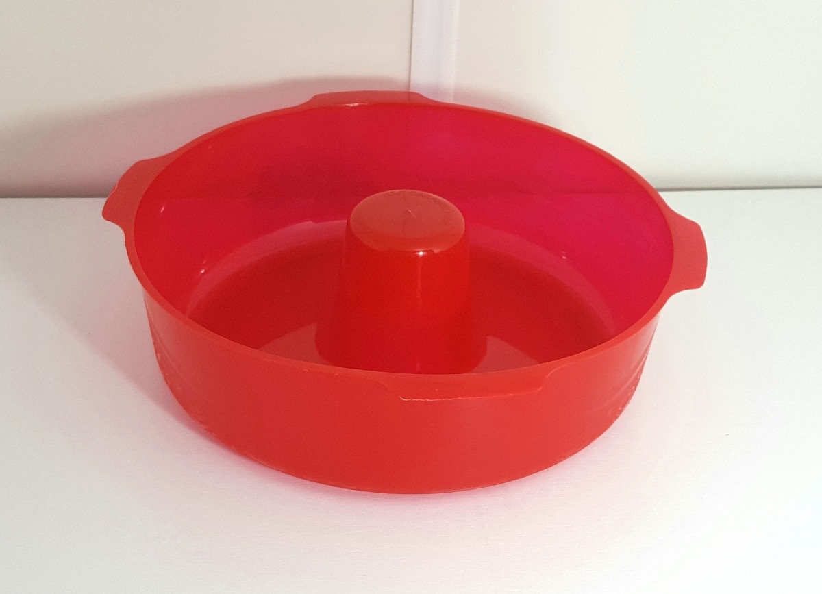 Forma Pudim Microondas Plastico Vermelha Pudim Bolo Manjar R 25