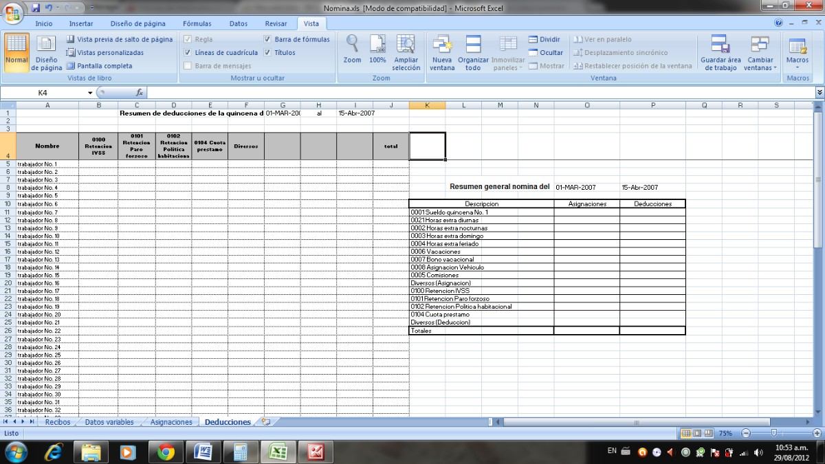 formato de nomina con macros en excel bs 0 11 en mercado libre