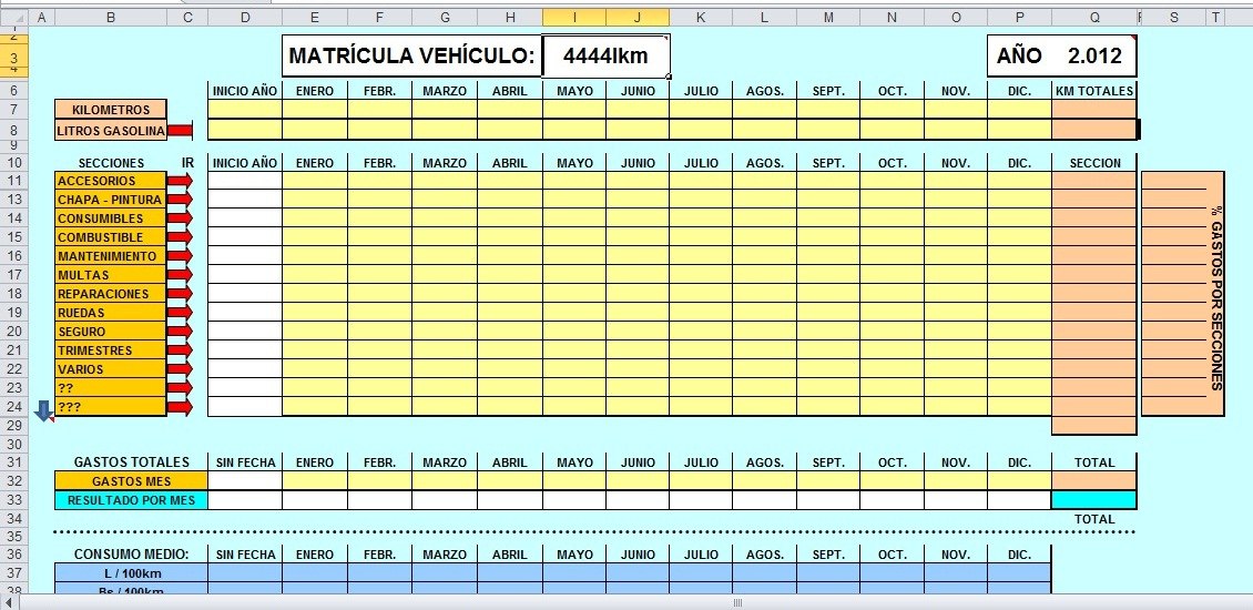 Formato En Excel Control De Gastos Vehículos Bs 011 En Mercado Libre