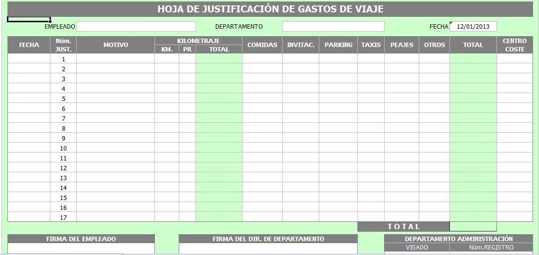 Formato En Excel De Control De Gastos De Viaje Bs. 0,11 en Mercado Libre