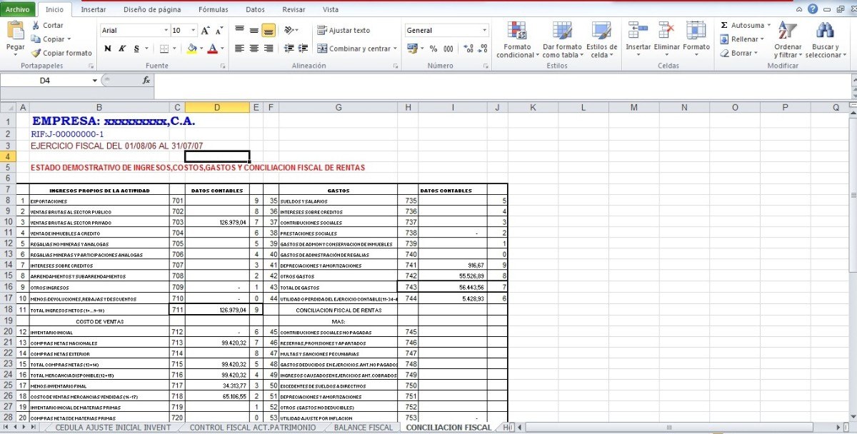 Formatos En Excel De Ajustes Por Inflacion Fiscal - Bs. 0 