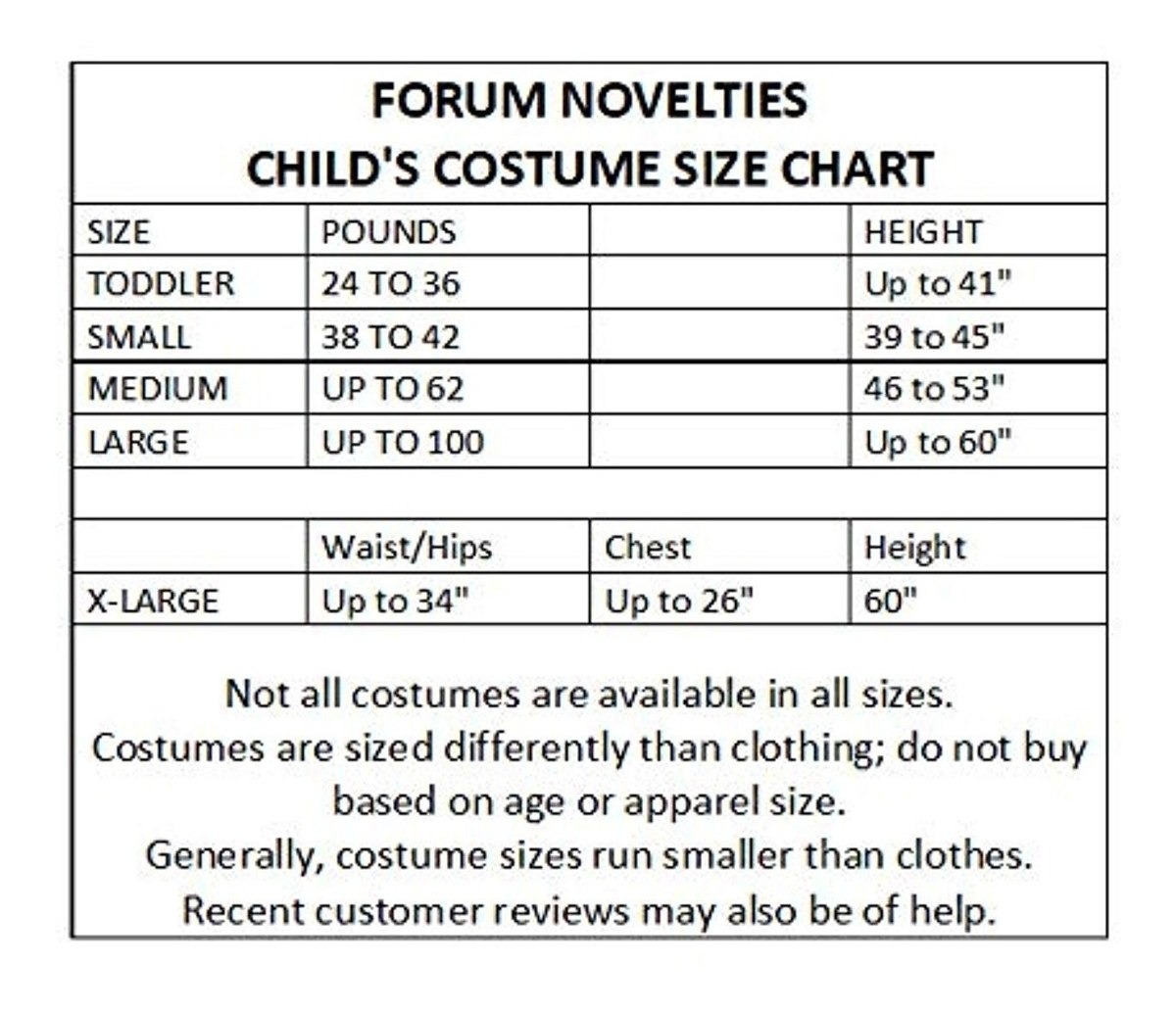 Forum Novelties Child Size Chart