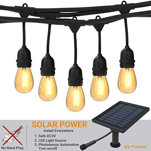 Foxlux Solar String Lights 48ft Led Outdoor Light Sha Foxlux Solar String Lights 48ft Led