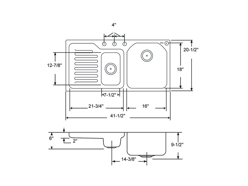 fregadero doble medidas
