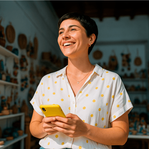 Mujer empresaria usando tablet en su negocio
