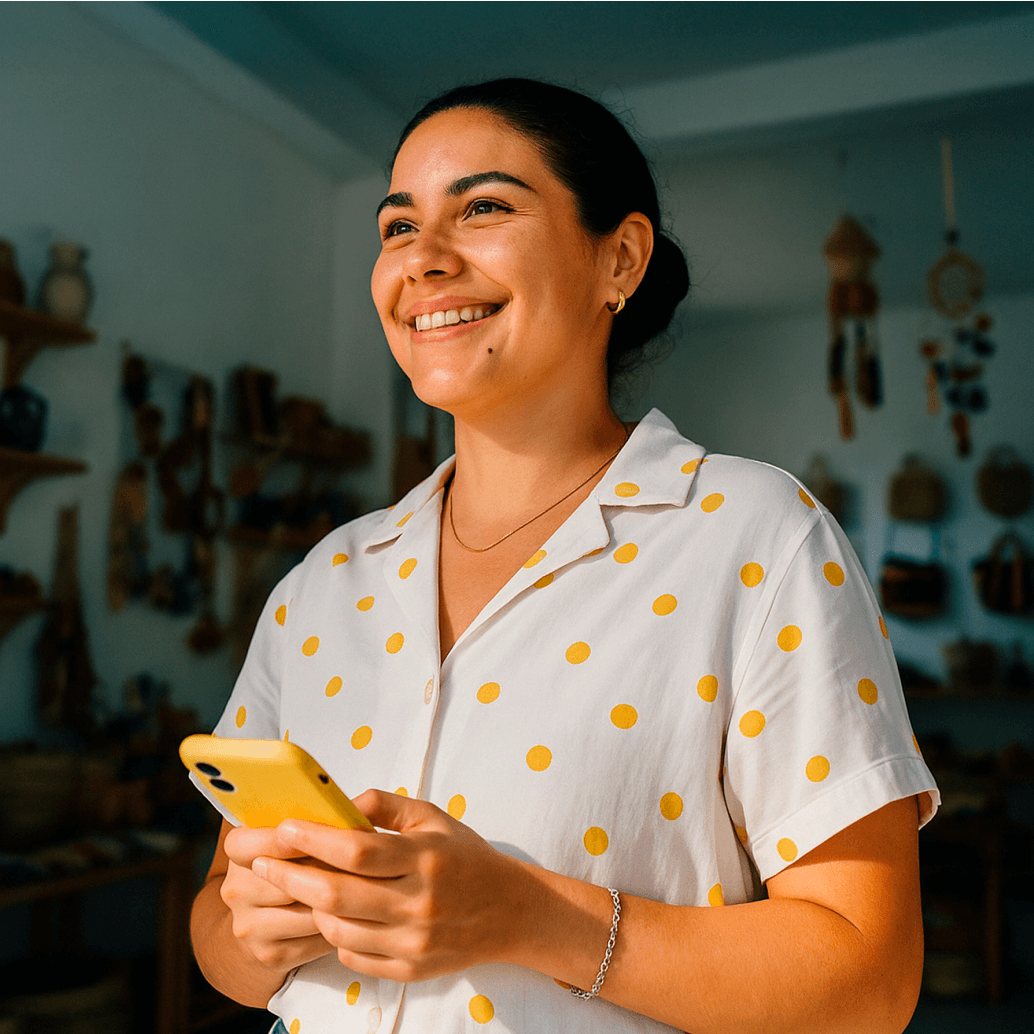 Mujer empresaria usando tablet en su negocio