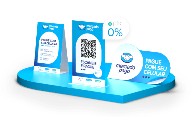 Soporte plástico de Kit QR y Pix de Mercado Pago Instructivo para pagar con el QR y Pix de Mercado Pago Cartelería oficial Kit QR y Pix de Mercado Pago Recibir pagos vía Pix a tasa 0%