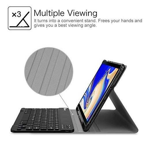 Funda De Cuero Con Desmontable Inalámbrico Bluetooth Teclado Para Samsung Galaxy Tab S4 10 5 2018 Sm T830 T835 T837 Black Qwerty Wineecy Galaxy Tab S4 10 5 Teclado Funda Accesorios Para Tablets Accesorios