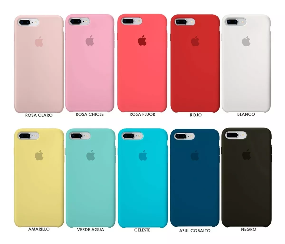 Funda de silicona original para Apple iPhone 7+//iPhone 8 Plus Plus-Negro