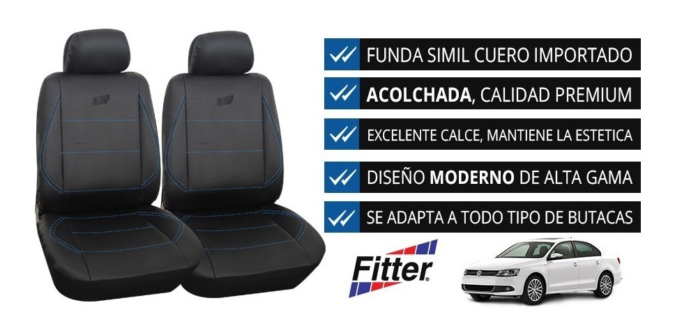 Cubiertas De Asiento De Coche Apto Volkswagen VW Polo-Juego Completo Negro//Azul