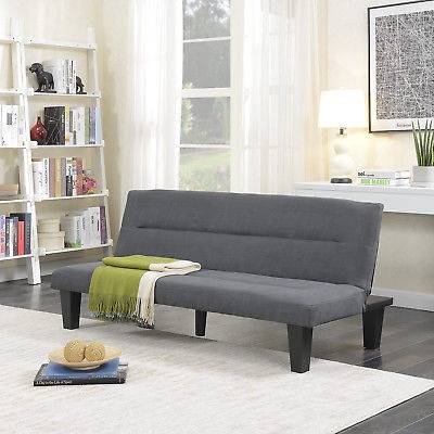 Futon Sofa Bed Furniture Grey Sleeper Lounger Convertible L