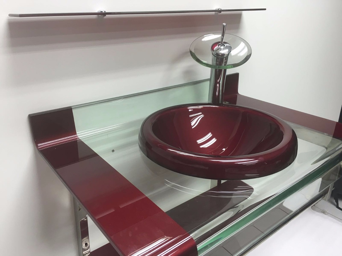 Gabinete Vidro 2 Faixas 80cm Vermelho + Misturador + Kit Ace R$ 1299,00 em -> Pia De Banheiro Acrilico Gabinete Vidro 2 Faixas 80cm Vermelho + Misturador + Kit Ace R$ 1299,00 em -> Pia De Banheiro Acrilico