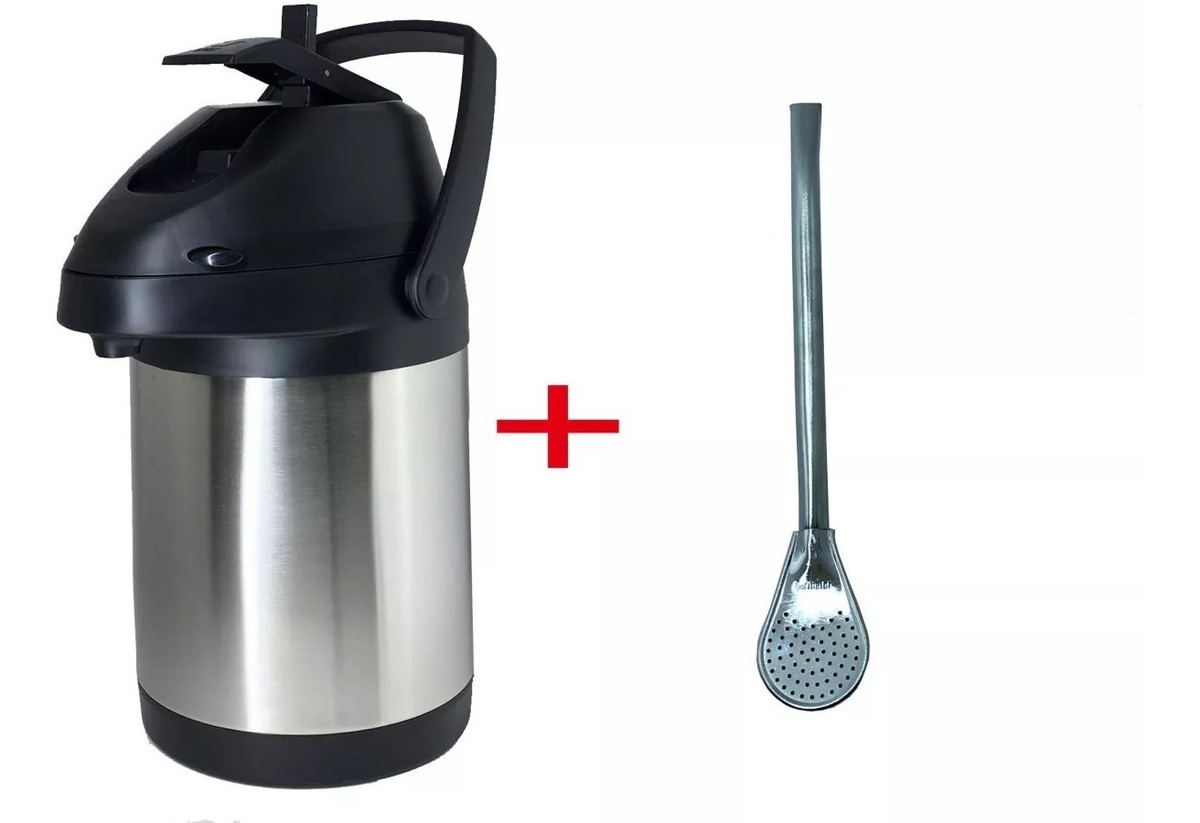 Garrafa Termica Nova Como Usar Garrafa Térmica Inox 2,5l Com Alavanca Para Terere Café Chá - R$ 120,00