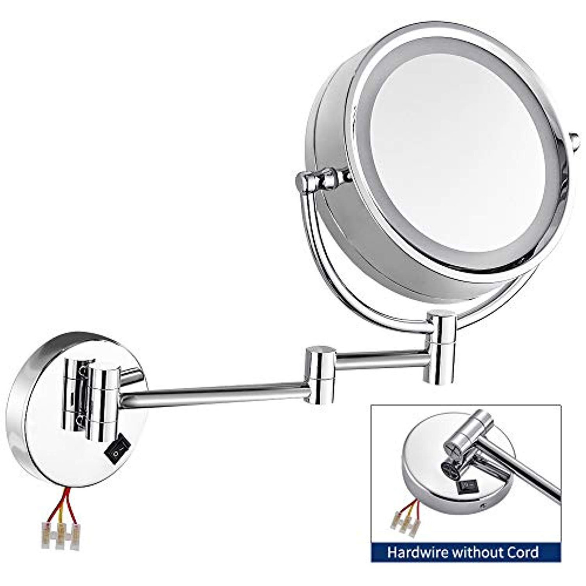 Gecious Wall Mounted Lighted Mirror Magnified