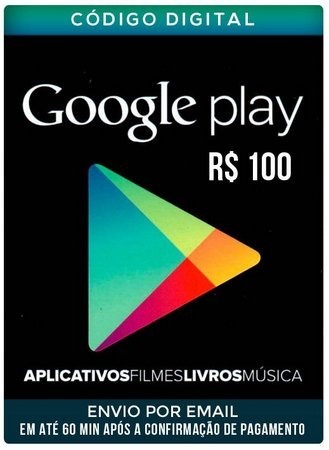 Gift Card Digital Google Play R 100 - roblox gift card mercado livre