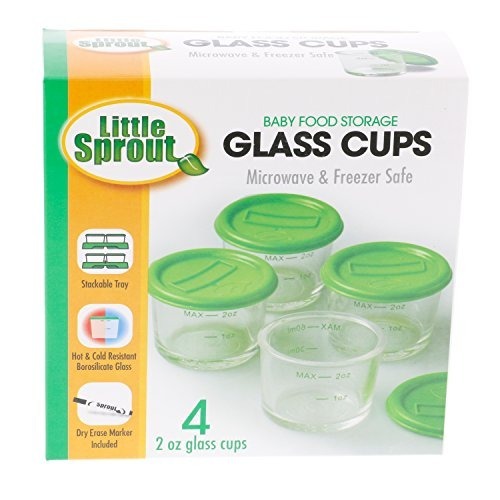 para microondas congelador y lavavajillas seguro Sprout Cups Vidrio tarros de comida para beb/és 4pk 2 oz