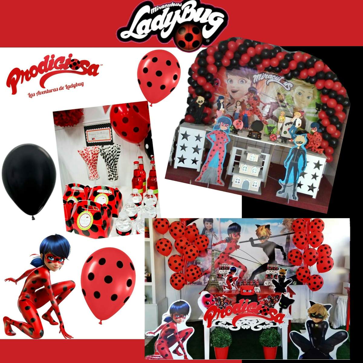 globos para decorar fiestas prodigiosa lady bug miraculous. Cargando zoom.