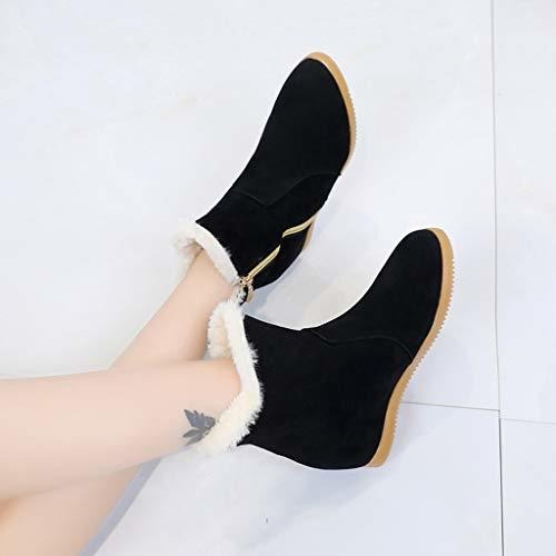 GoodLock Women Fashion High Heel Boots Casual Winter Solid Color Suede Zipper Boots Round Toe Shoes
