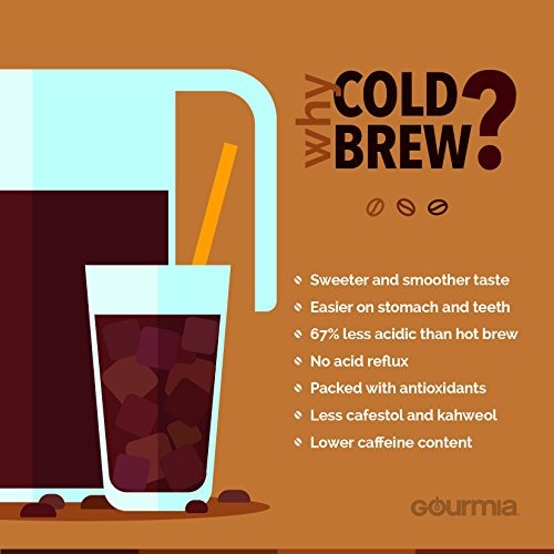 4 Cups 4 Strength Selector One Touch Digital Black TRTAZ11A 5W Gourmia GCM6800 Automatic Cold Brew Coffee Maker Patented Ice Chill Cycle 10 Minutes Fast Brew