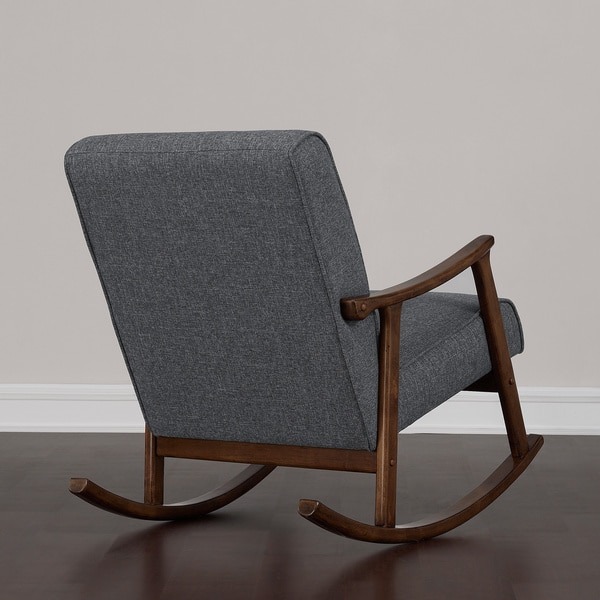 Granite Grey Fabric Mid Century Wooden Rocking Sillon 24 563 82 Granite Grey Fabric Mid Century Wooden Rocking Sillon