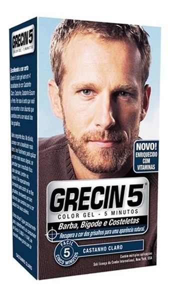 Grecin 5 Barba E Bigode - 05 Aplicações- Cor Castanho Claro - R ...