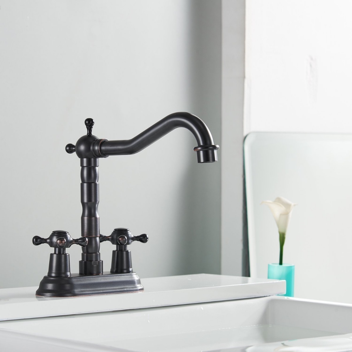 Grifo Llave Para Lavabo Fregadero Baño 2manijas Bronce Negro - $ 2,638.