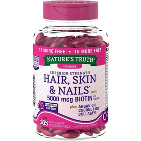 Hair Skin Nails 5000mcg Biotina Nature's Truth 165 Softgels