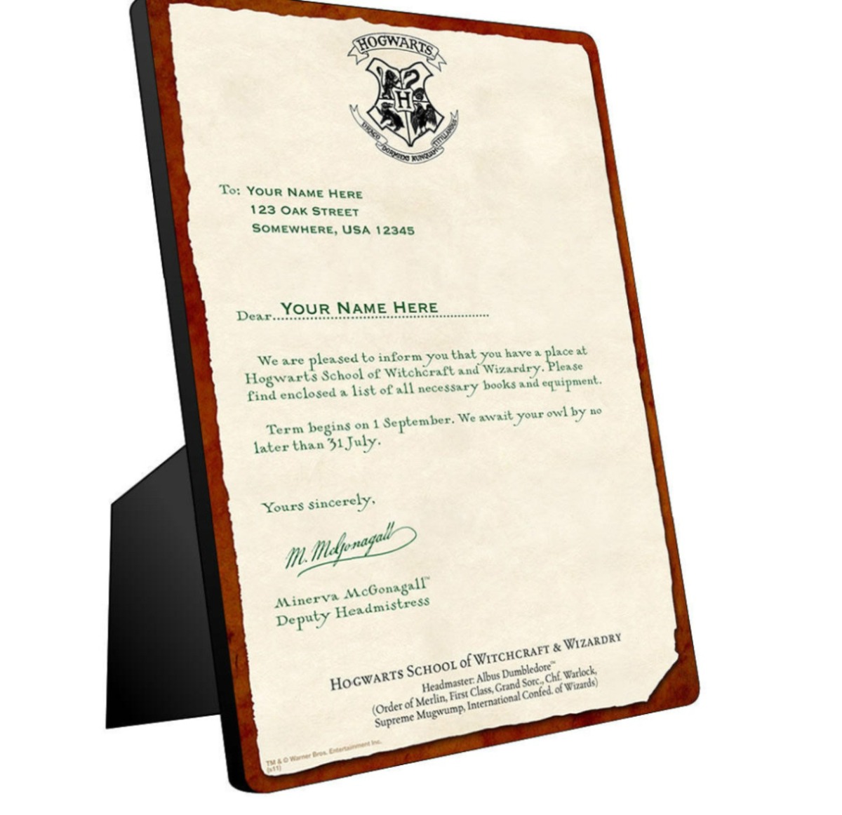Harry Potter Carta Aceptación Hogwarts Personalizada 