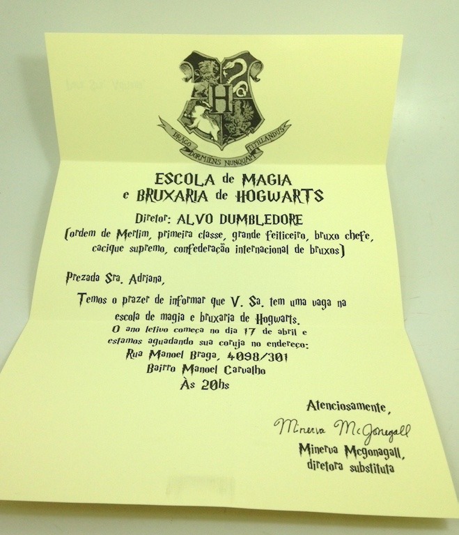 Harry Potter Convite Carta De Convocação - 15 Unidades - R 