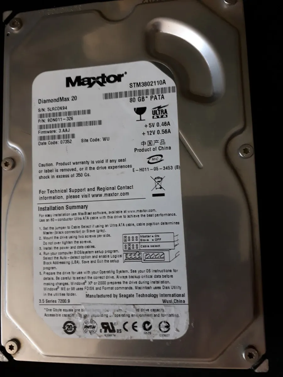 MAXTOR STM3802110A 9DN011-326 80GB IDE HARD DRIVE