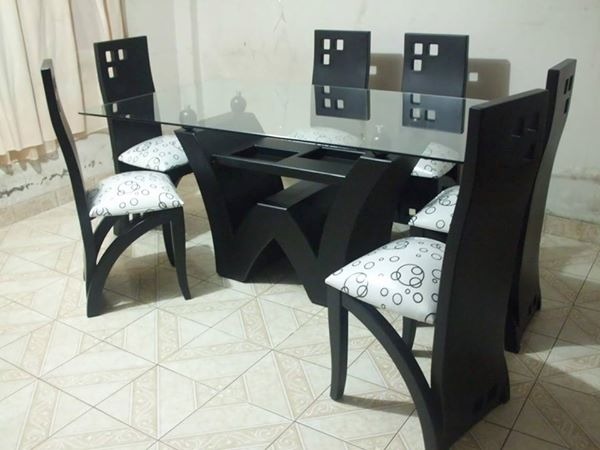 Hermoso juego de comedor en forma de w con vidrio us 589,00 en ... Juegos de comedores modernos 2015