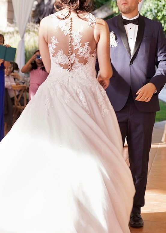 hermoso vestido de novia, ivory , essence t-8 c/ tintoreria