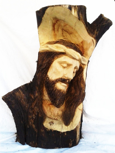 Hermosos Rostro De Cristo Tallado En Madera Fresno 81cmalto - $ 4,400.