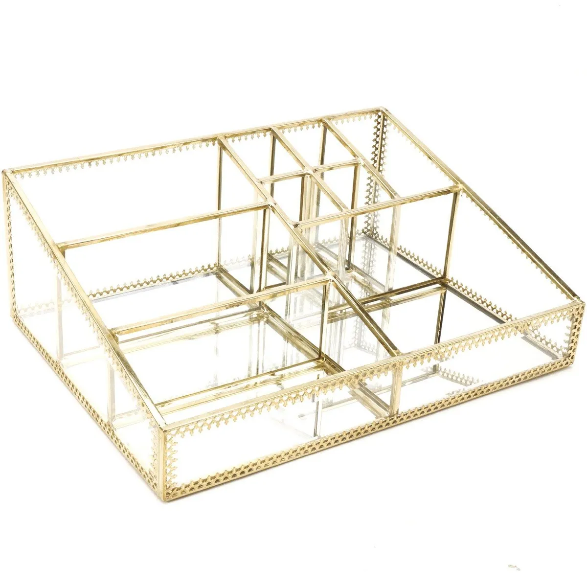 Hersoo Gold Mirrored Vanity Tray Glass Maquillaje Organiz 388 999