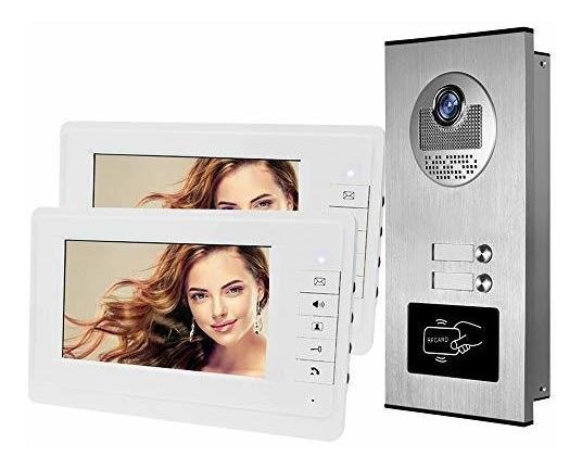 HFeng 7 LCD Color Con Cable Video portero puerta sistema 700TVL Night Vision Camera Timbre Con m/últiples 3 apartamentos//Home