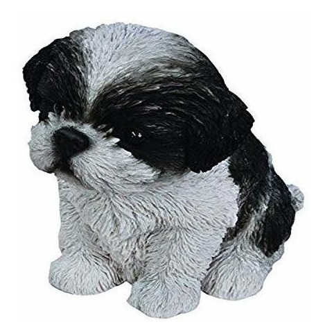Hi Line Sentado Shih Tzu Puppy Estatuilla Blanco Hi Line Sentado Shih Tzu Puppy