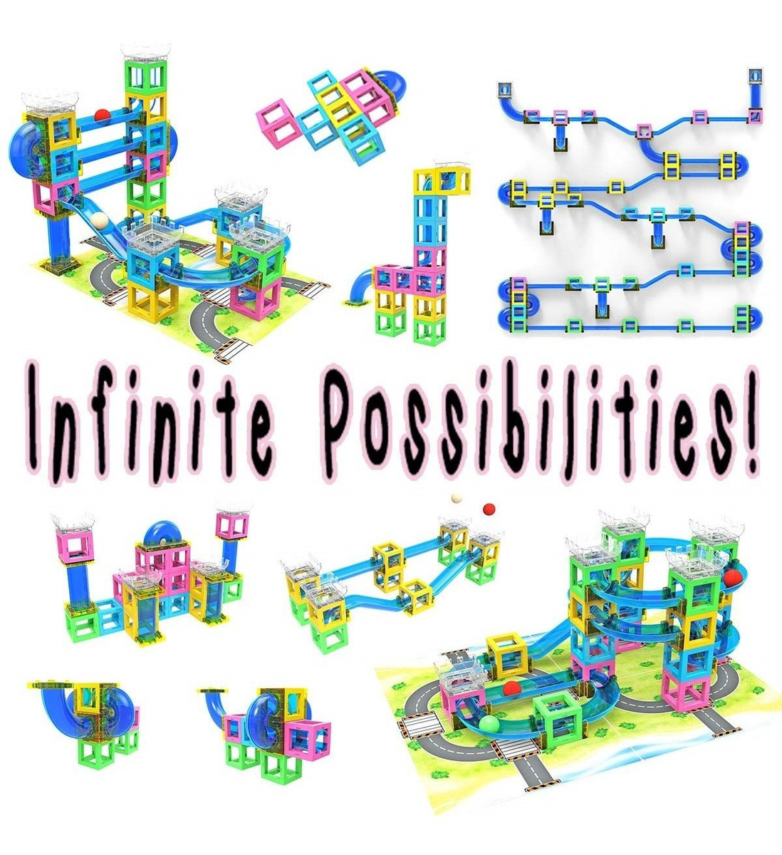 Hippococo Bloques de Construcci/ón Magn/éticos 3D: Circuito de Canicas Duradero Fomenta la Creatividad e Imaginaci/ón Robusto y Seguro Juguete Educativo Stem Innovador para Ni/ños y Ni/ñas 60 Piezas